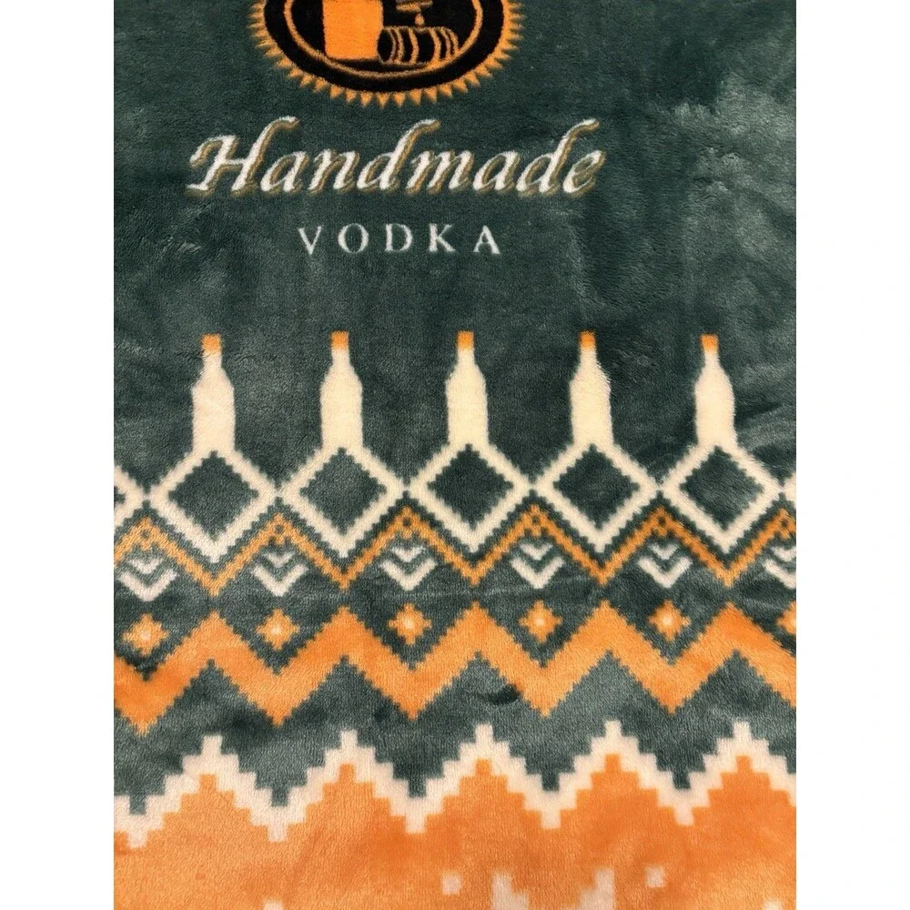 Tito’s Holiday 38” X 60” Blanket Throw Tito’s Handmade Vodka Green & Orange, EUC
